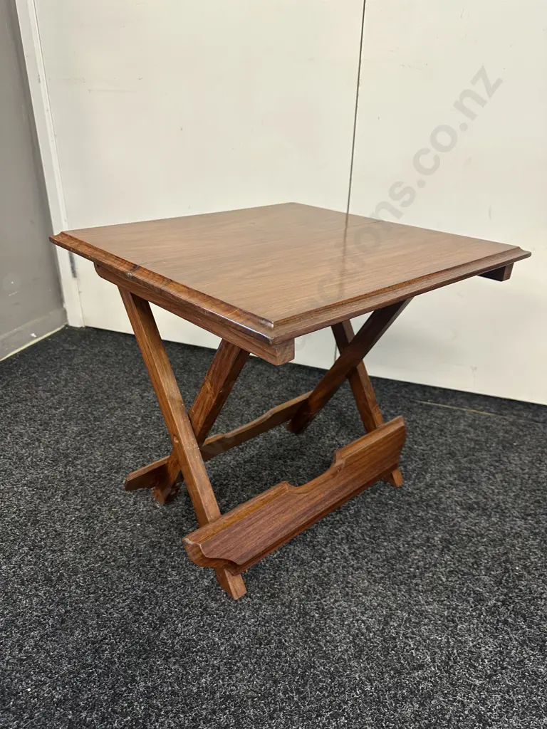 Square Mahogany Folding Table Tray H48,51x51cm. Image 1++