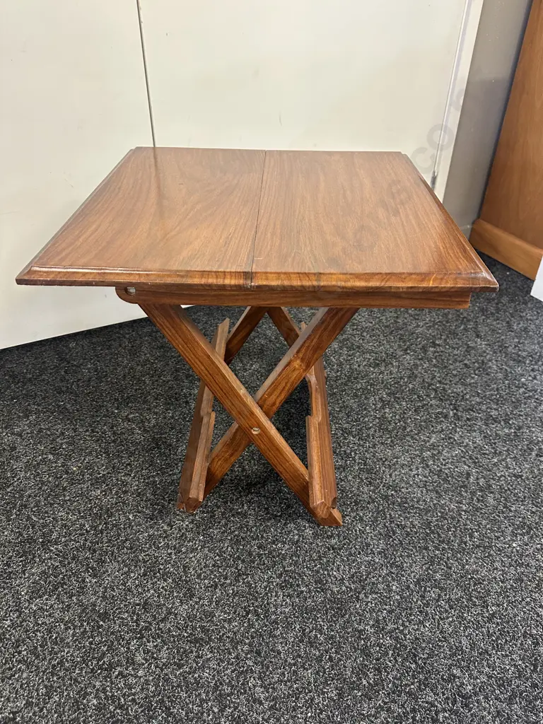 Square Mahogany Folding Table Tray H48,51x51cm. Image 1++