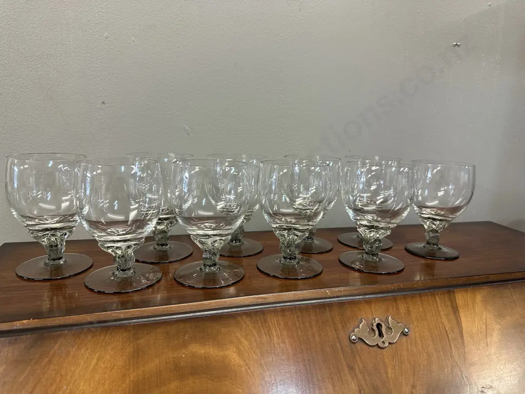 Retro Footed Wine / Sundae Glasses - Smokey Grey Tone Image 1++