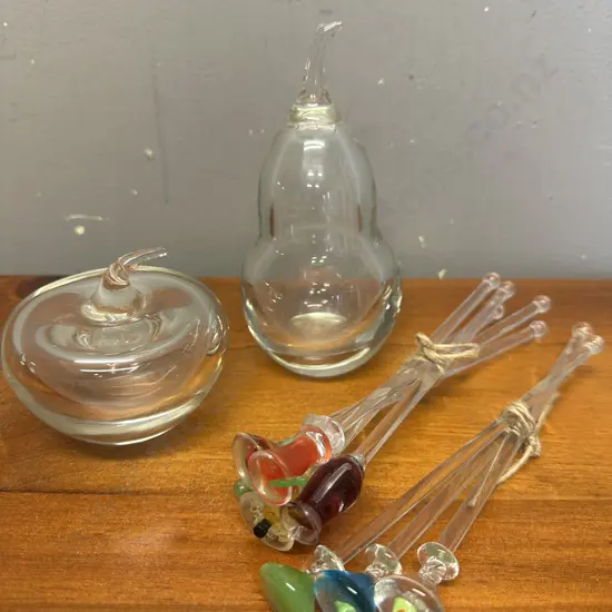 Glass Fruit & Cocktail Happy Hour Swizzel Sticks 