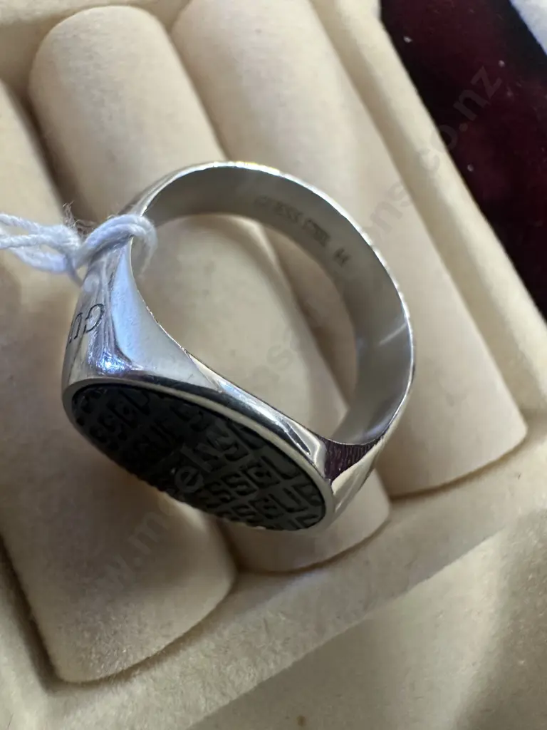 Mens Guess Ring Stamped Stainless Steel Image 1++
