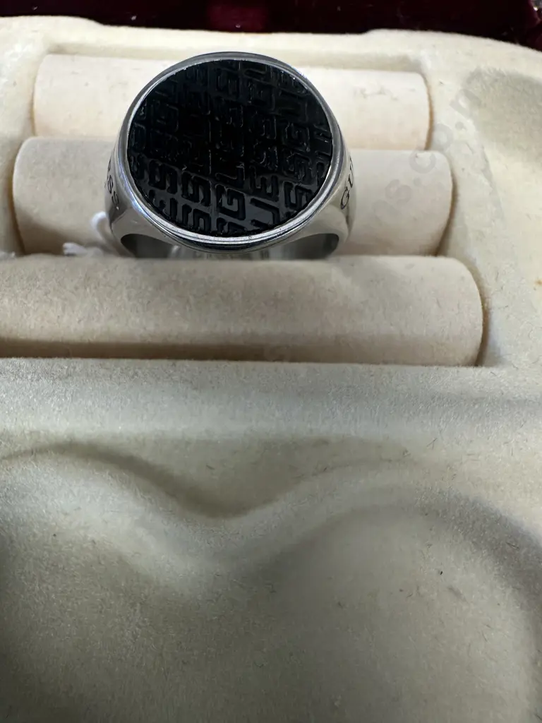 Mens Guess Ring Stamped Stainless Steel Image 1++