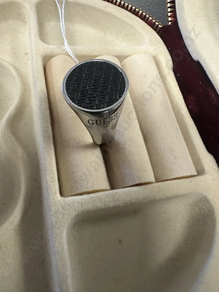 Mens Guess Ring Stamped Stainless Steel Image 1++