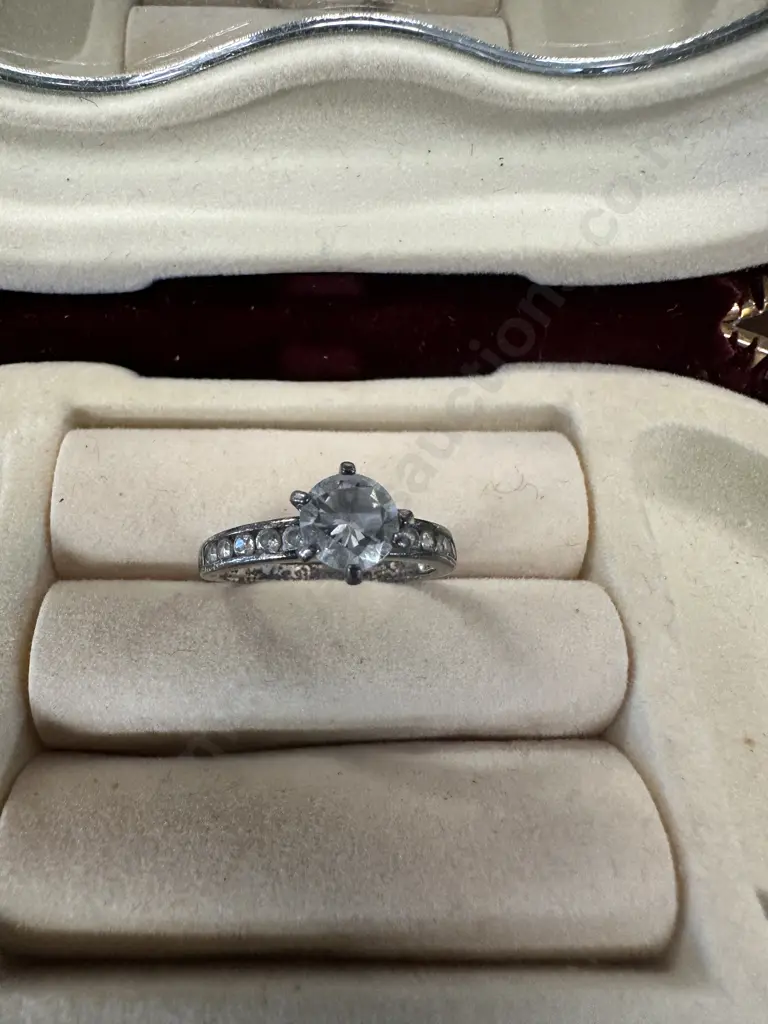 Stamped 925 Ring With Clear Stones Image 1++