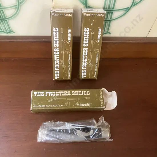 Vintage 1970s Frontier (Imperial) USA 4434 3 Blade Stockman Knives With Original Boxes x 3