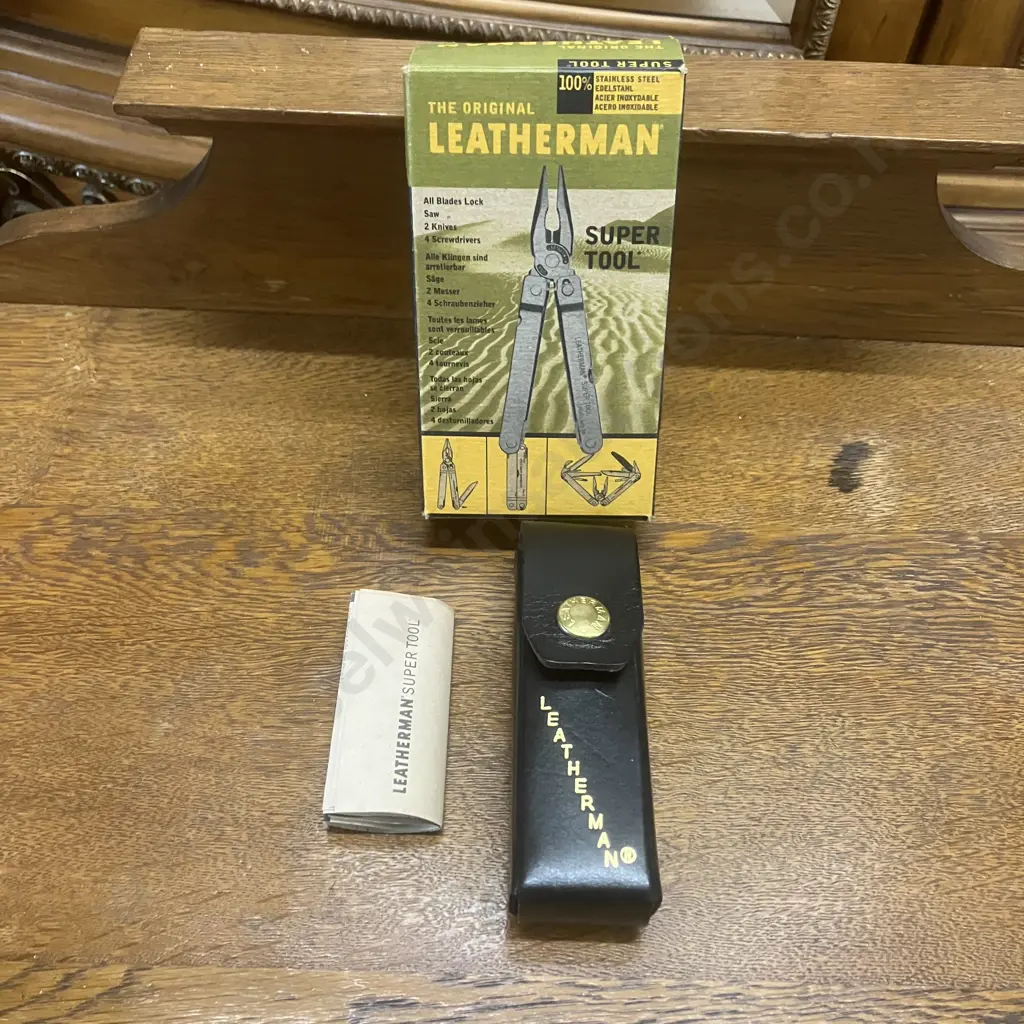 Vintage The Original Leatherman Super Tool with Leather Sheath With Original Box & Instructions - Unused Image 1++