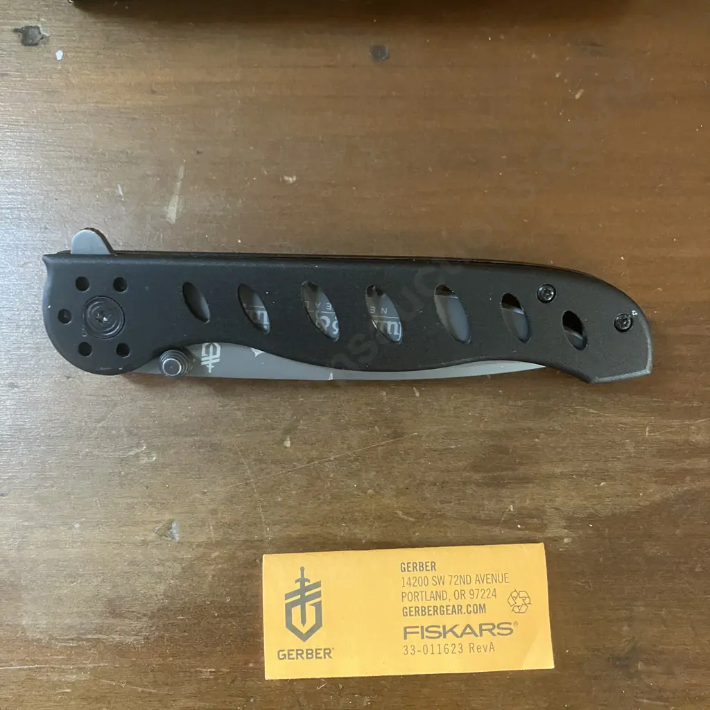 Gerber Evo Titanium Hunting & Fishing Etched Folding Knife With Box Image 1++