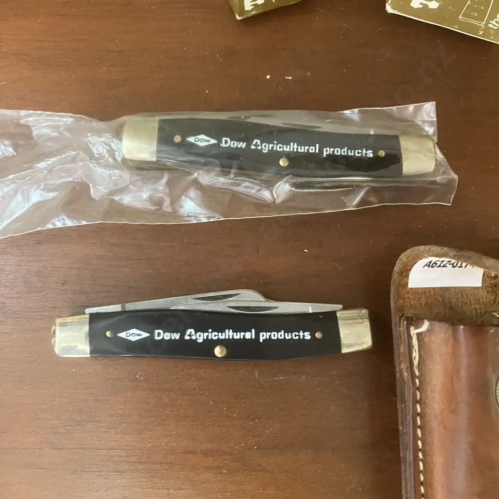 Vintage 1970s Frontier (Imperial) USA 4434 3 Blade Stockman Knives x 3 - Original Boxes x 2 & Leather Snap Back Sheath Image 1++