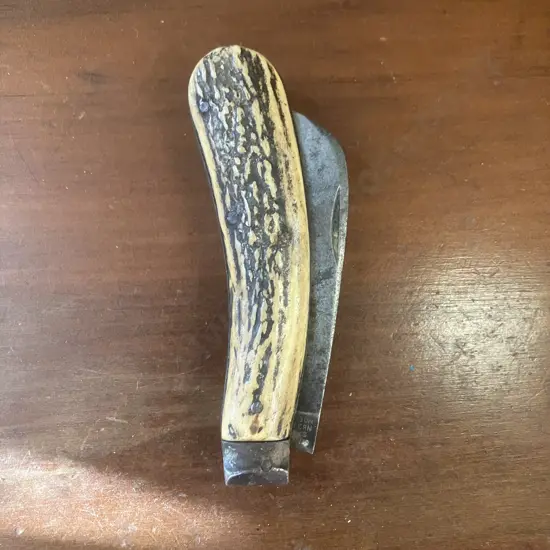 English Antique Johnson Western Works Sheffield Stag Horn Utility Knife