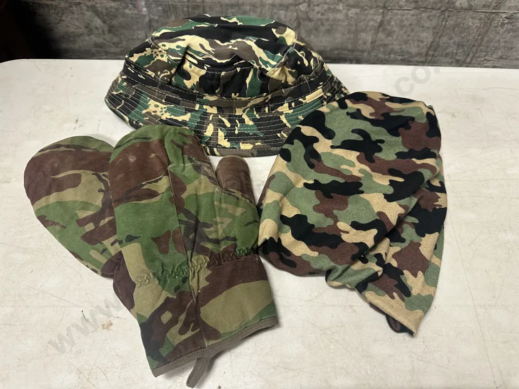 Camo Hat, Beanie, Pair of Mittens Image 1++