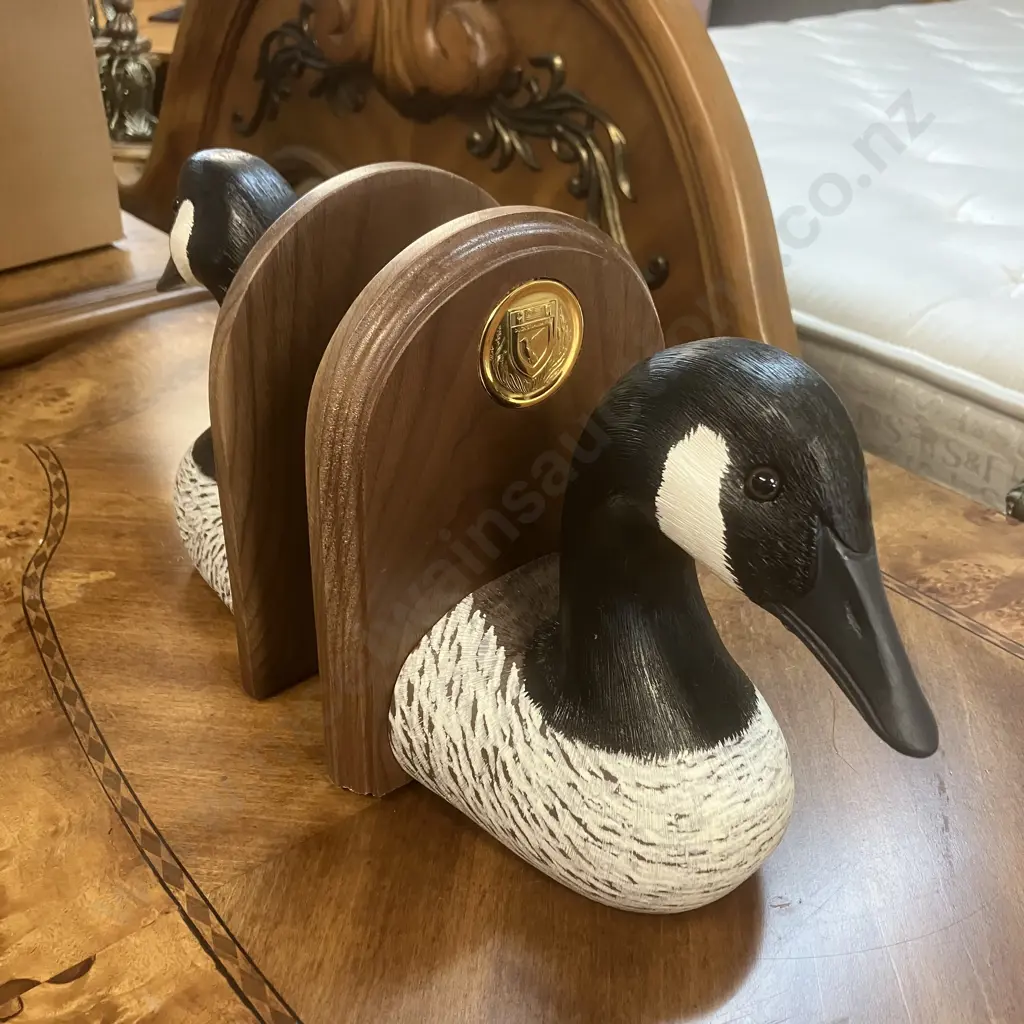 Vintage Ducks Unlimited Bookends Jennings Decoy Company Hand Crafted Canada Goose Heads Image 1++