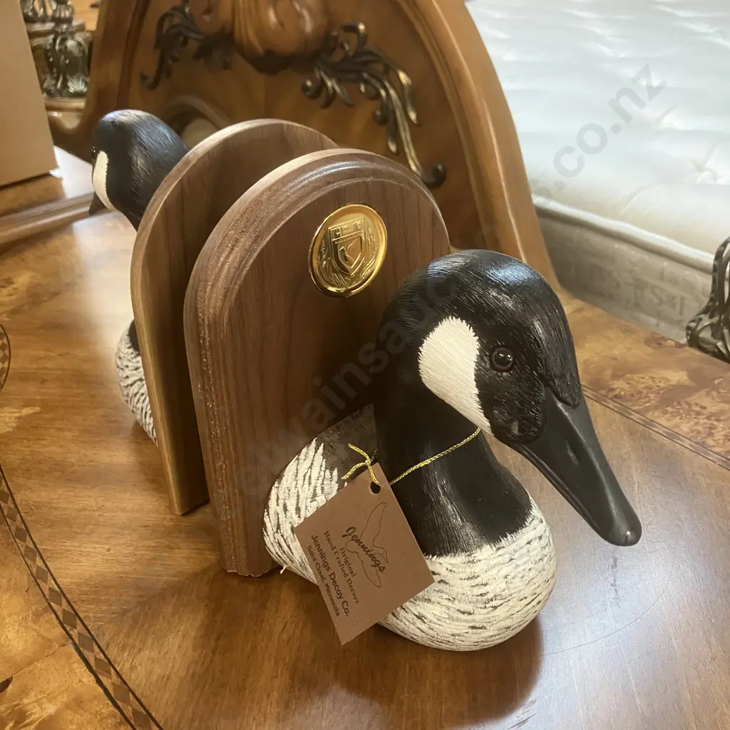 Vintage Ducks Unlimited Bookends Jennings Decoy Company Hand Crafted Canada Goose Heads Image 1++