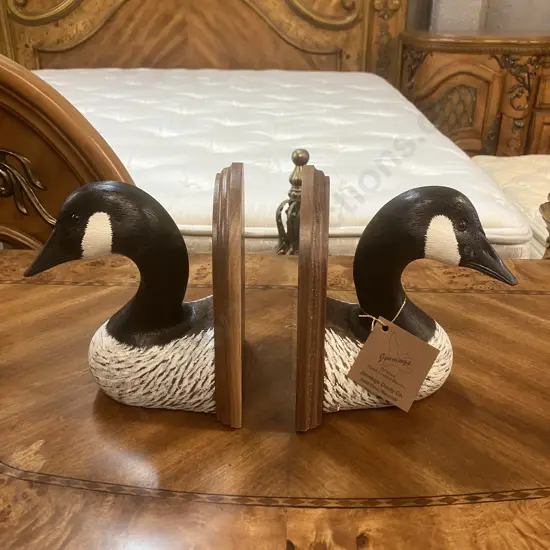 Vintage Ducks Unlimited Bookends Jennings Decoy Company Hand Crafted Canada Goose Heads