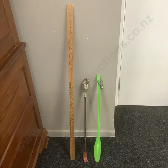 Duck Handle Back Scratcher, Vintage Smith & Smith Limited Ruler & Hotel Furama Hong Kong Shoe Horn