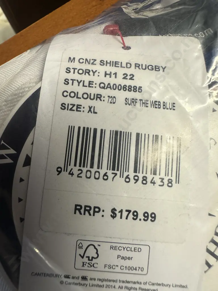 Canterbury Of New Zealand Shield Rugby Jersey Size XL Image 1++