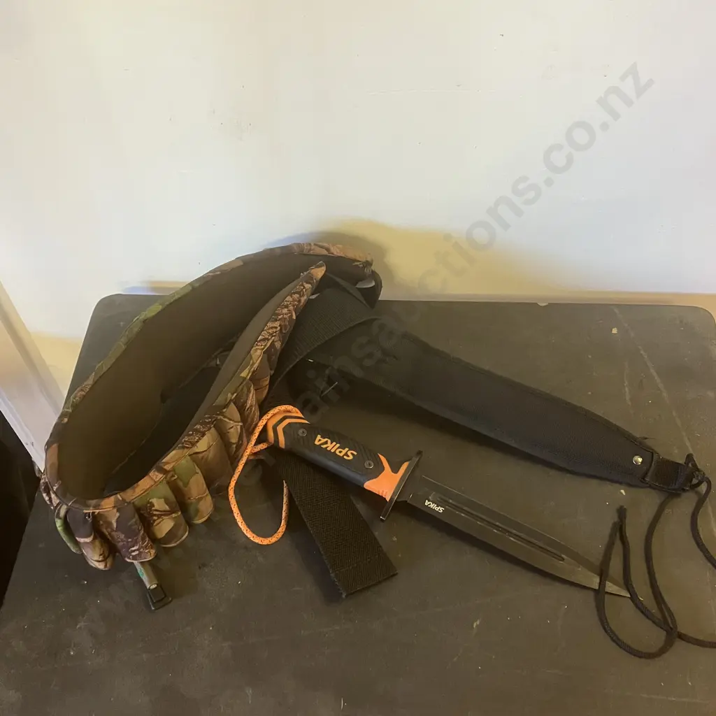 Spika Knife With Sheath & Camo Ammo Belt Image 1++