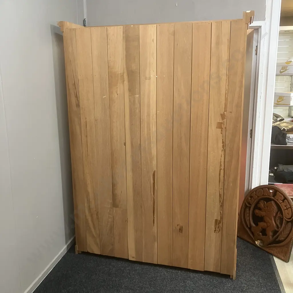 Kauri 2.0m Bookcase - Ex Woodsmen Country Furniture, 4 Fixed Shelves, Slat Back. H200 W145 D37 Image 1++