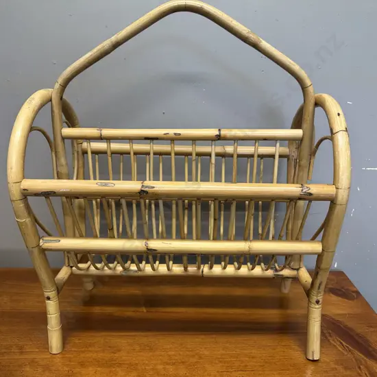 Vintage Cane Magazine Rack H63,W51cm.