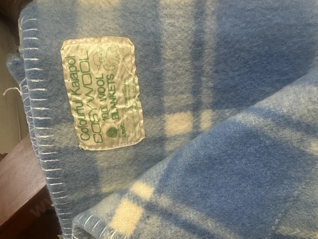 Kaiapoi Single Cosy Wool Woollen Blankets Blue Tones Image 1++