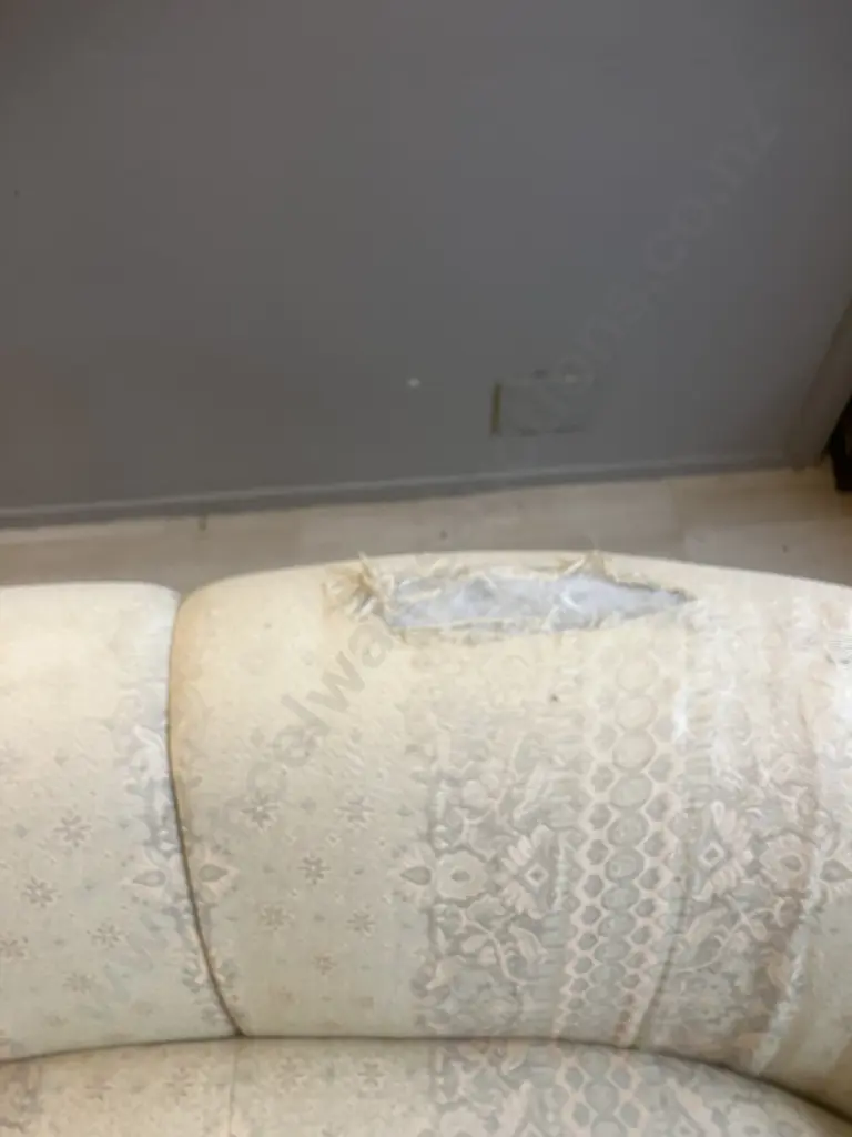 Art Deco Curved Green & Pink 2 Seater Sofa (Fabric As Found) Image 1++