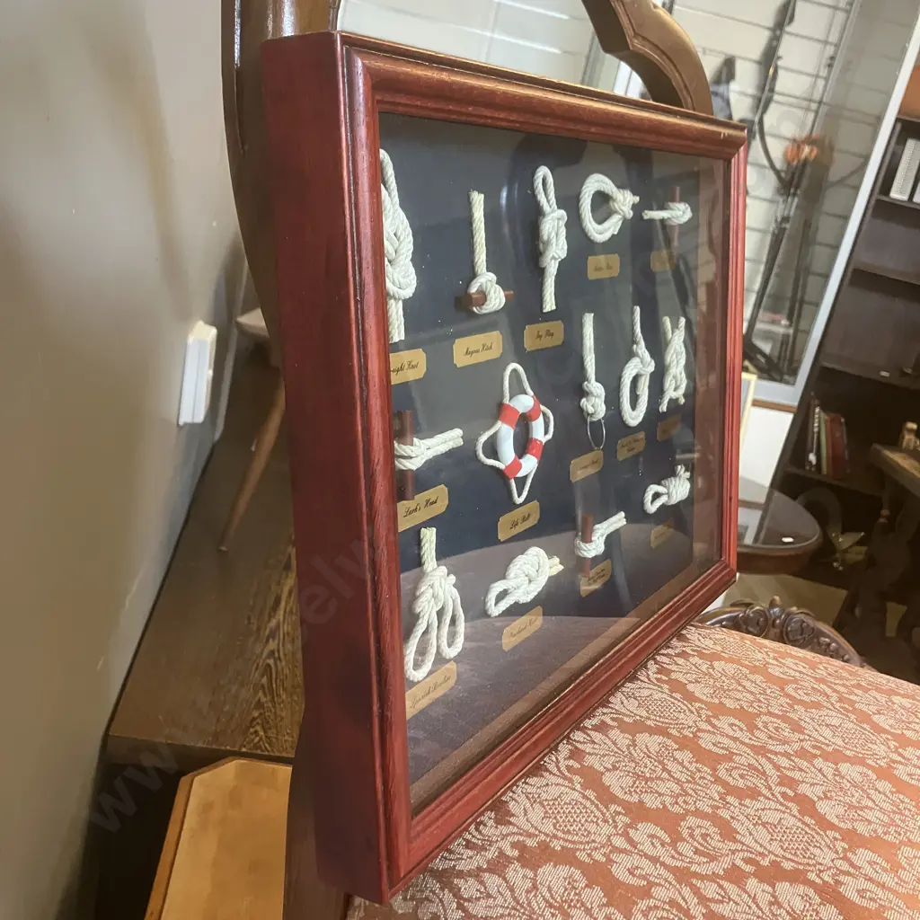 Vintage Nautical Knot Display In Shadow Box. 30 x 40cm Image 1++