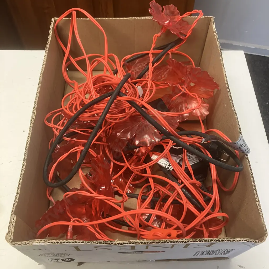 Pair of Red Hibiscus Light Strings - 10 Flowers Each Image 1++