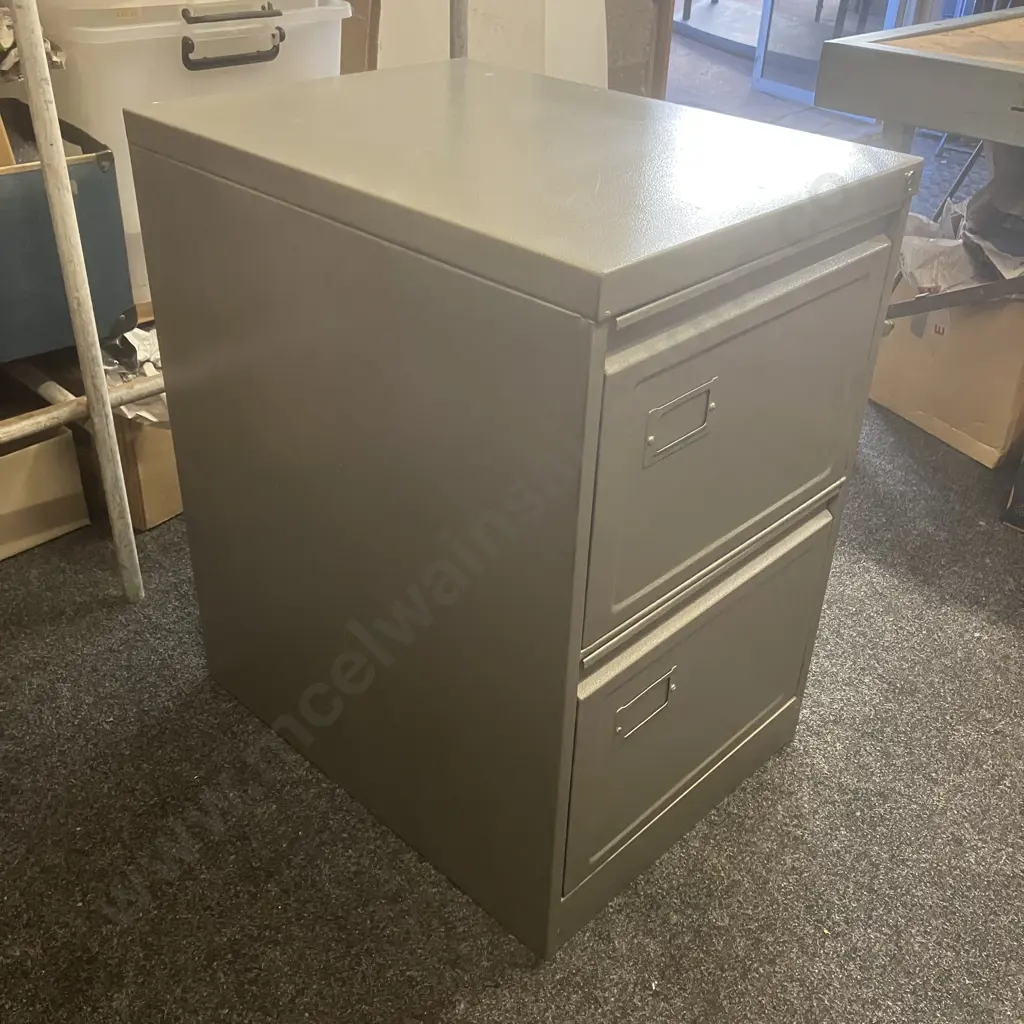 Vintage Steel 2 Drawer Filing Cabinet Image 1++