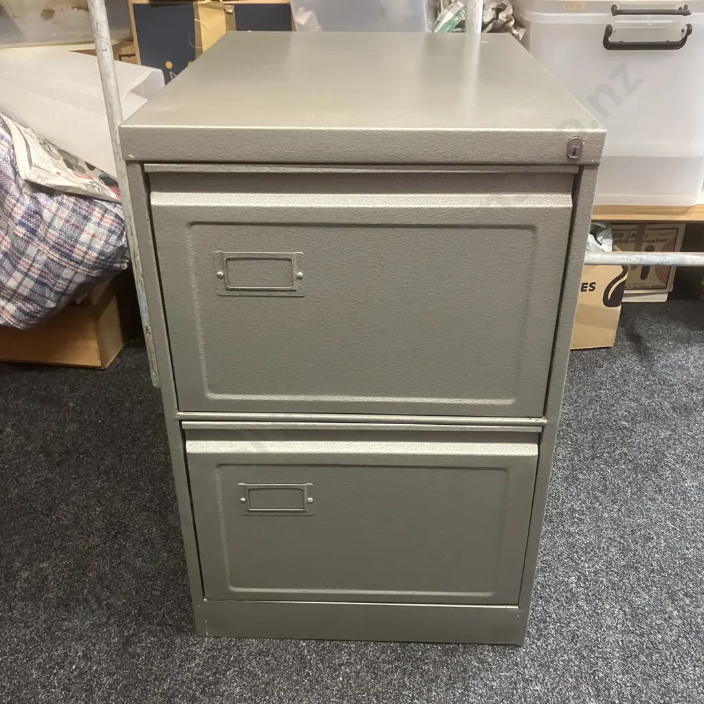 Vintage Steel 2 Drawer Filing Cabinet Image 1++