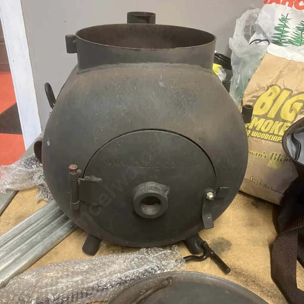 Ozpig Series 2 Portable Wood Fire Stove BBQ Heater With Bag, Charcoal, Wood Chips Etc In Basecamp Carry Bag Image 1++