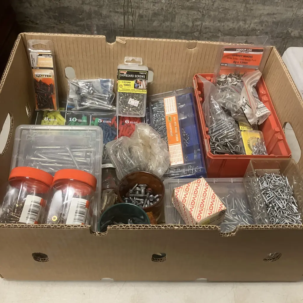 Box of Staples & Screws Etc Image 1++