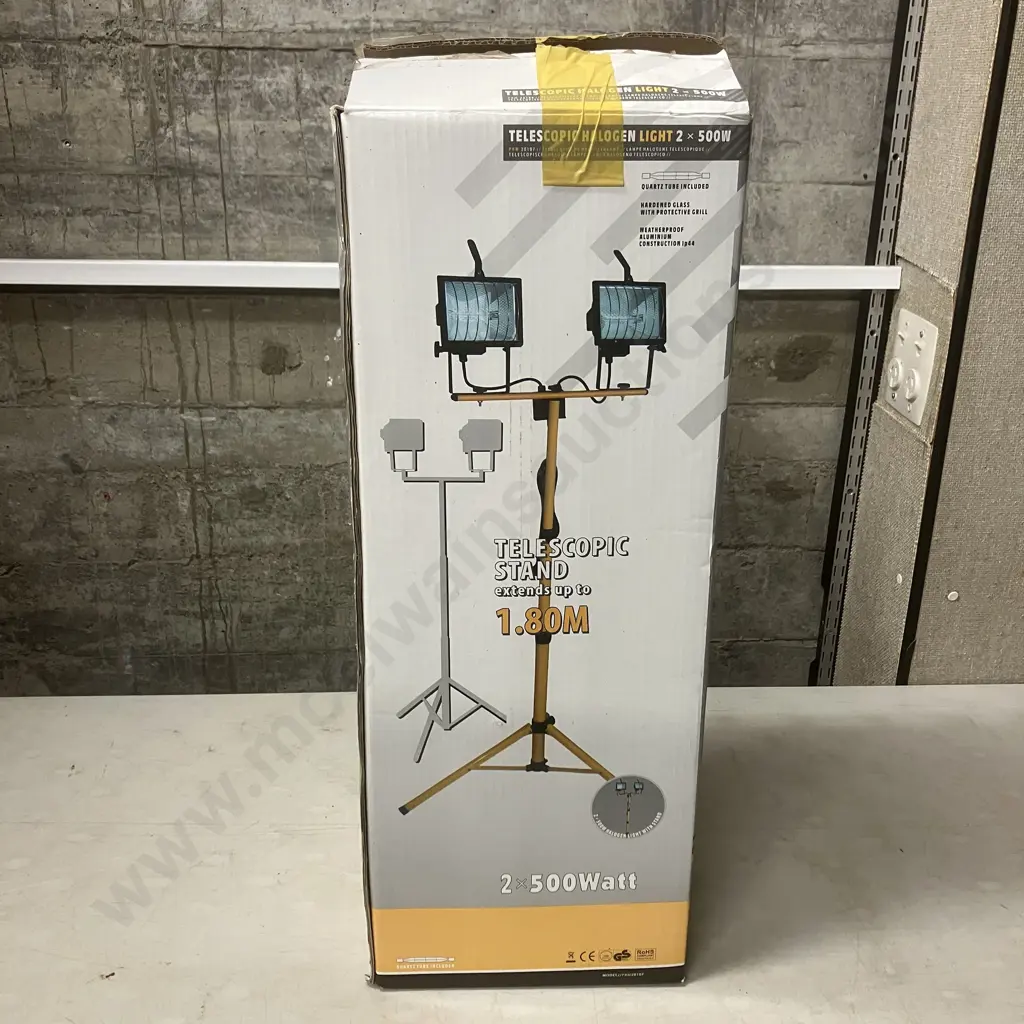 Telescopic Halogen Light - 2 x 500w, Original Box Image 1++