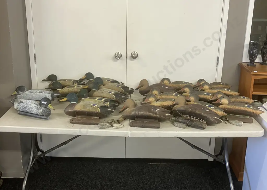 21 Assorted Duck Decoys, Some Lead Weights Image 1++