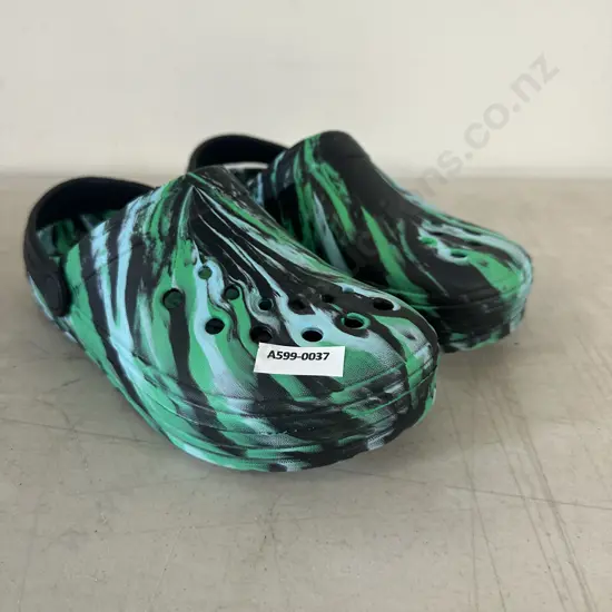 Pair of Green & Black CROCS - Size 2