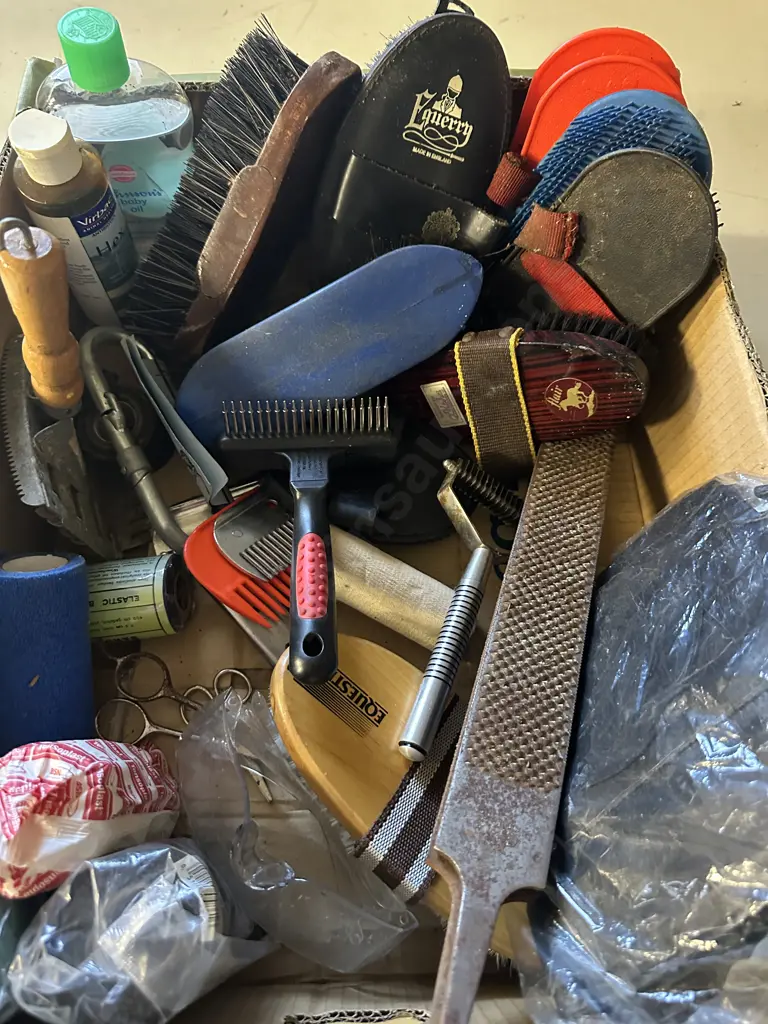 Selection Of Horse Sundries Including Brushes, Combs, Files Etc Image 1++