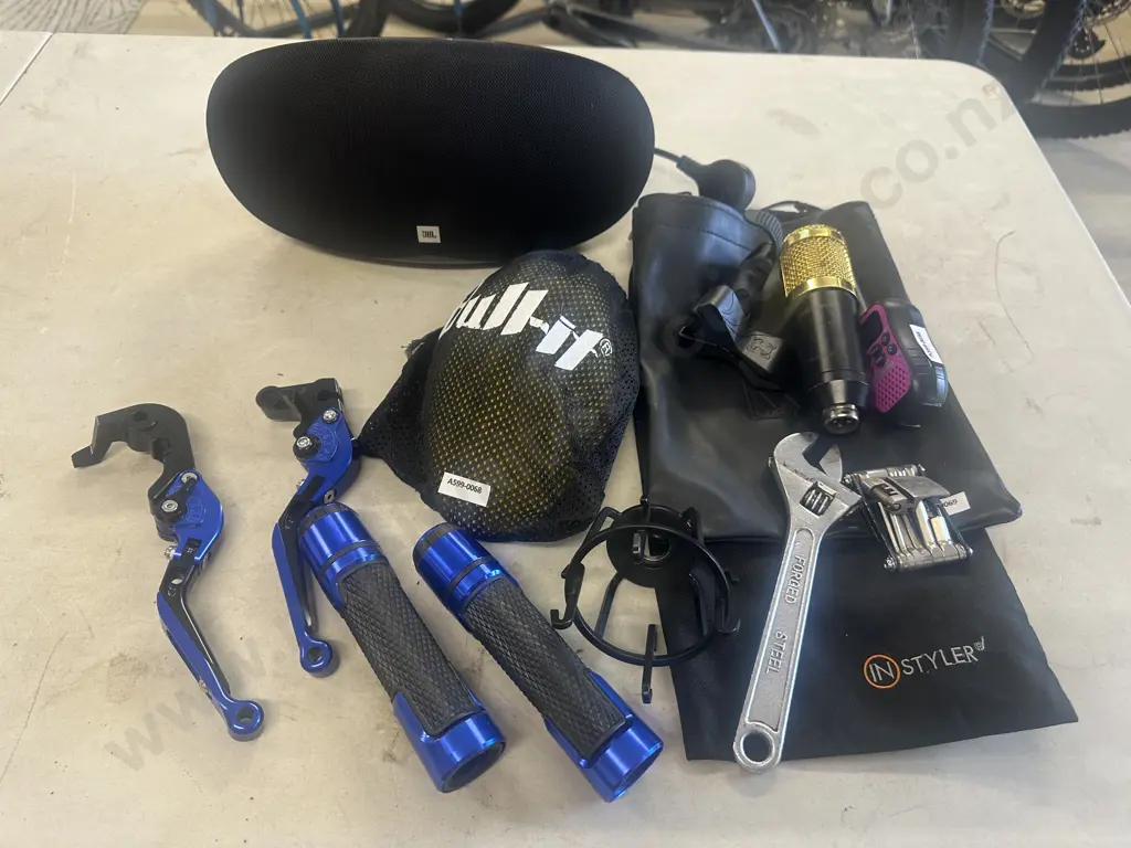 Black JBL Wireless Speaker With Power Cord, Knee Pads, Micro Phone Etc Image 1++