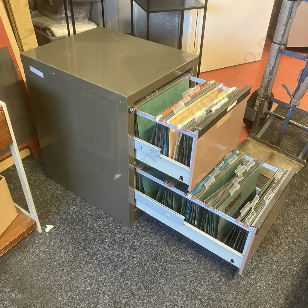 Europlan 2 Drawer Filing Cabinet With Suspension Files, Brown Tones Image 1++