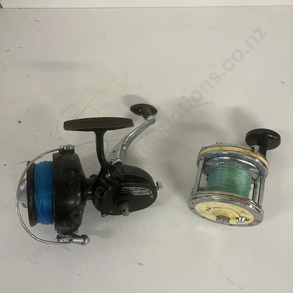 Vintage K.P.Morritt's Intrepid 'Surfcast' Fishing Reel Made In England With French Made Garcia Mitchell Fishing Reel Image 1++