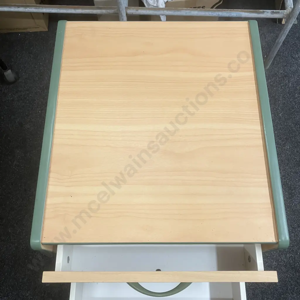 Wood Effect With Green Trim 3 Drawer Mobile Filer With Small 80cm Bookcase Image 1++