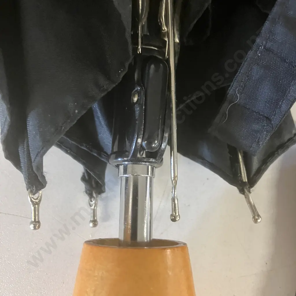 Vintage Wooden Handle Marks & Spencer St Michael Compact Umbrella With 2 Other Compact Umbrellas Image 1++