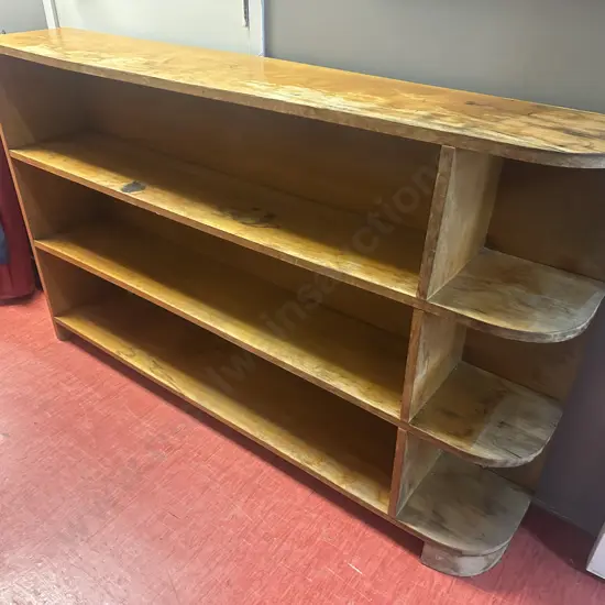 Vintage Retro Bookcase Four Tier Curved End H91,W148,D26cm.