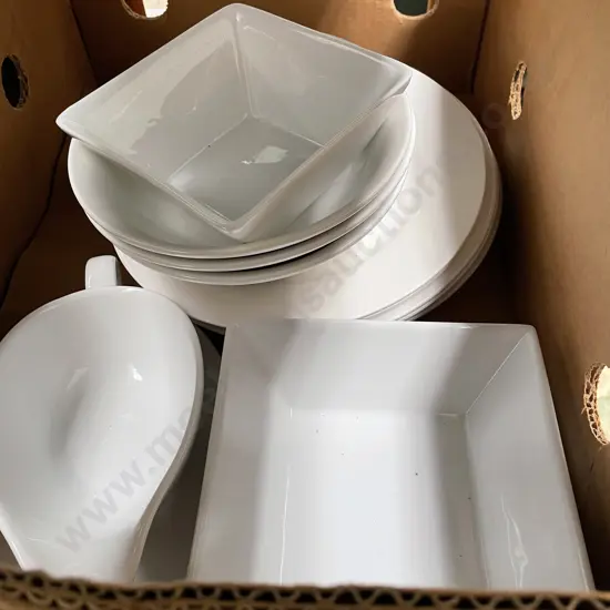 Box of assorted White Ceramics