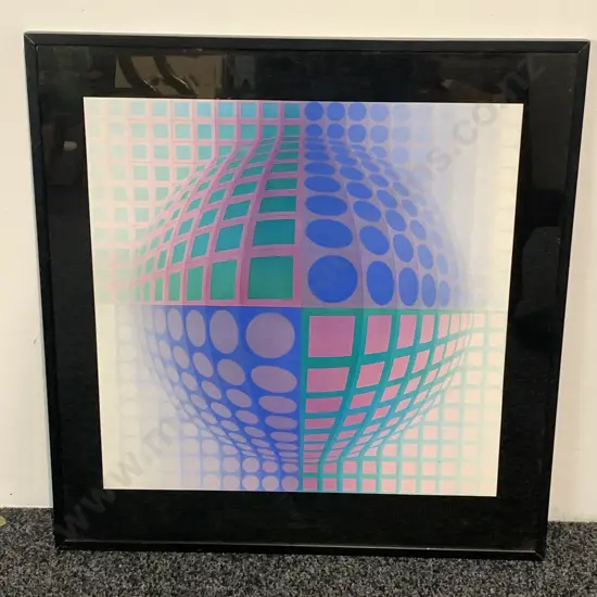 Victor Vasarely Framed and Glazed Print, 66 x 63cm
