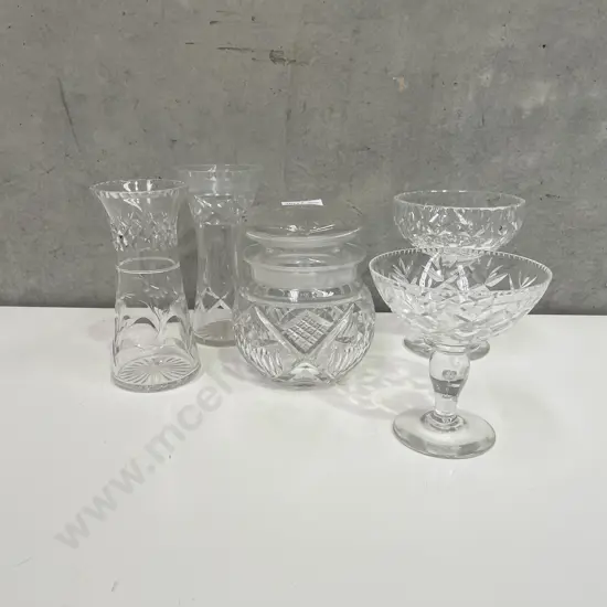 Assorted Vintage Crystal. Edinburgh and Webb Corbett and pair of Stuart Vases