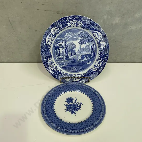 Two Blue and White Decorative Plates. Spode Italian and Churchill