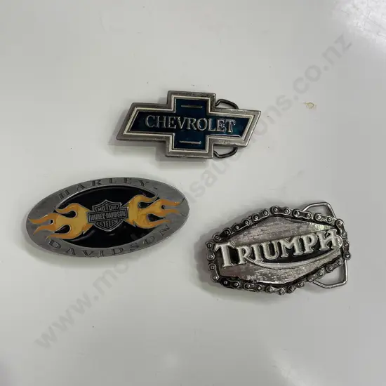 Vintage Belt Buckles. Harley Davidson, Chevrolet, Triumph