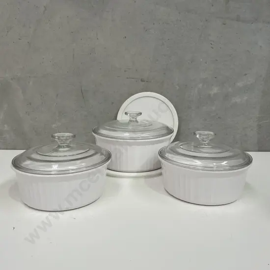 3 Corning Ware Lidded Oven Casserole Dishes
