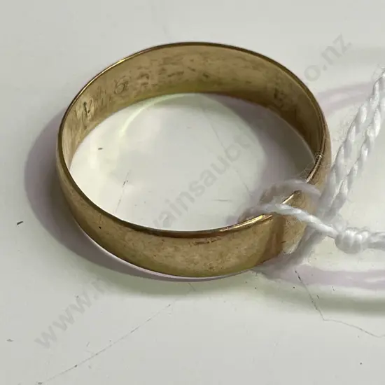 Gold Wedding Band. Etched markings