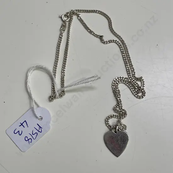 Sterling Silver Chain with etched "Lily" heart pendant