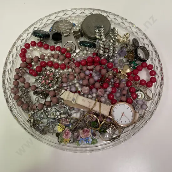 Assortment of costume jewellery etc. Tray not included