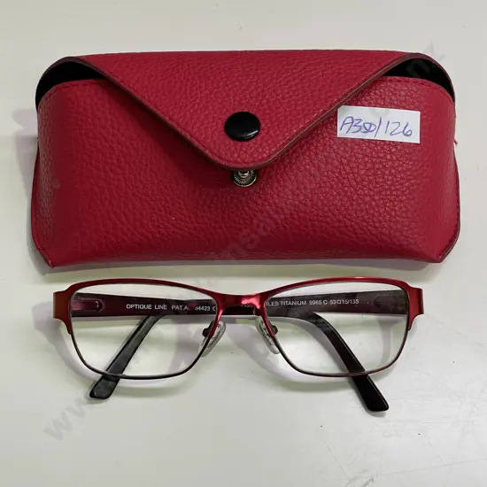 Convertibles Titanium Prescription Glasses in Red Leather case